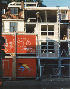 605997 Gezicht op het in aanbouw zijnde appartementencomplex Payenhof (Lange Nieuwstraat 93-95) te Utrecht.